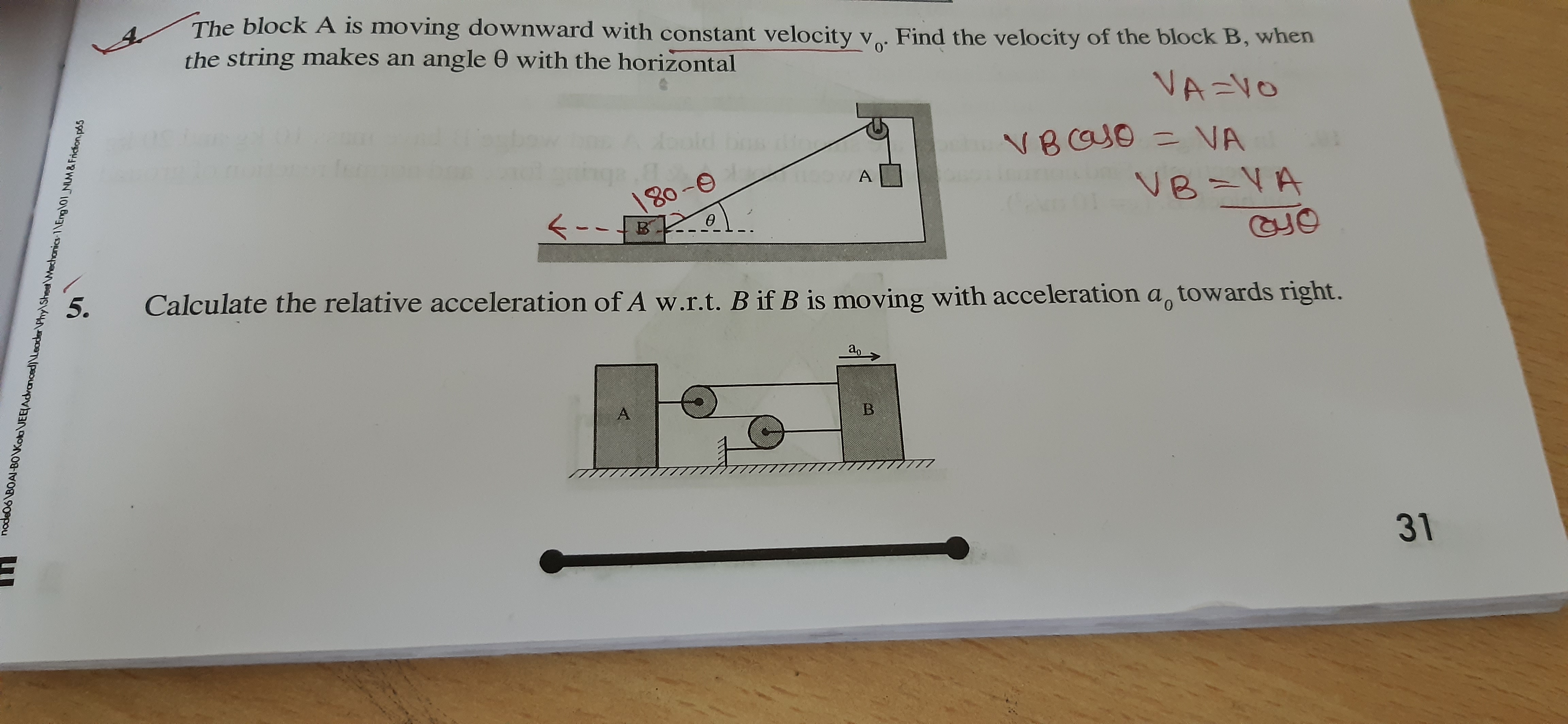 Question image for Questuons 5 calculate the relative acceleration o